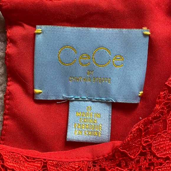 Cynthia Steffe Red-Orange Lace Sheath Dresz - Picture 3 of 9